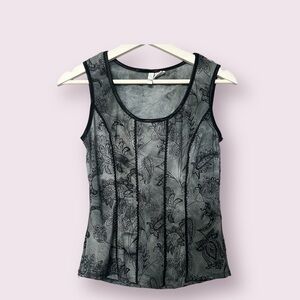 Vintage Gothic Inspired Black and Grey Tank